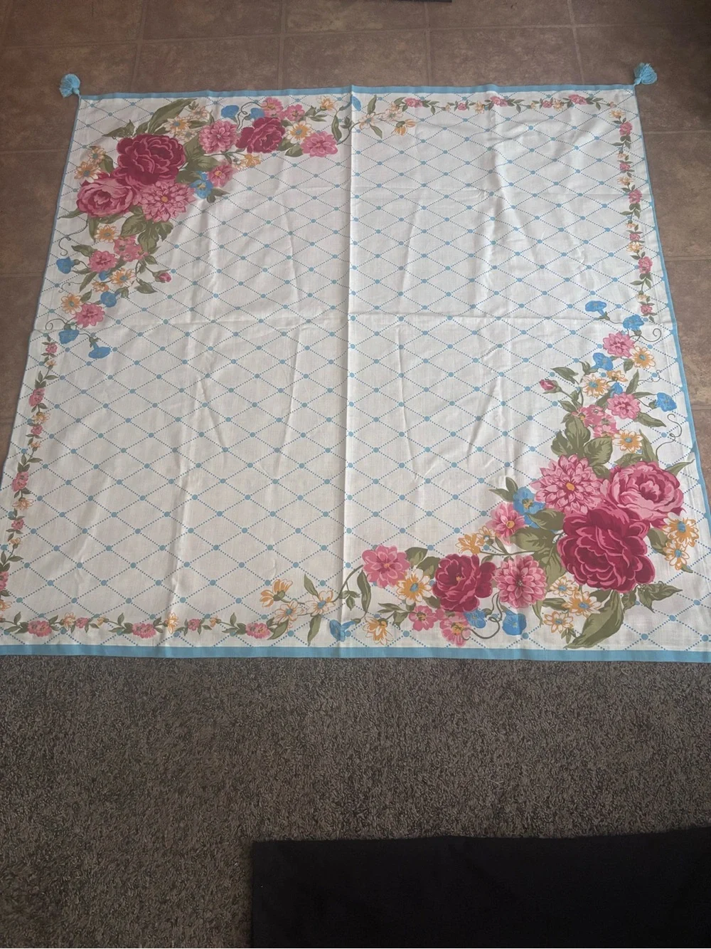 The Pioneer Woman Floral Tablecloth in Pink, Blue, Green, Yellow